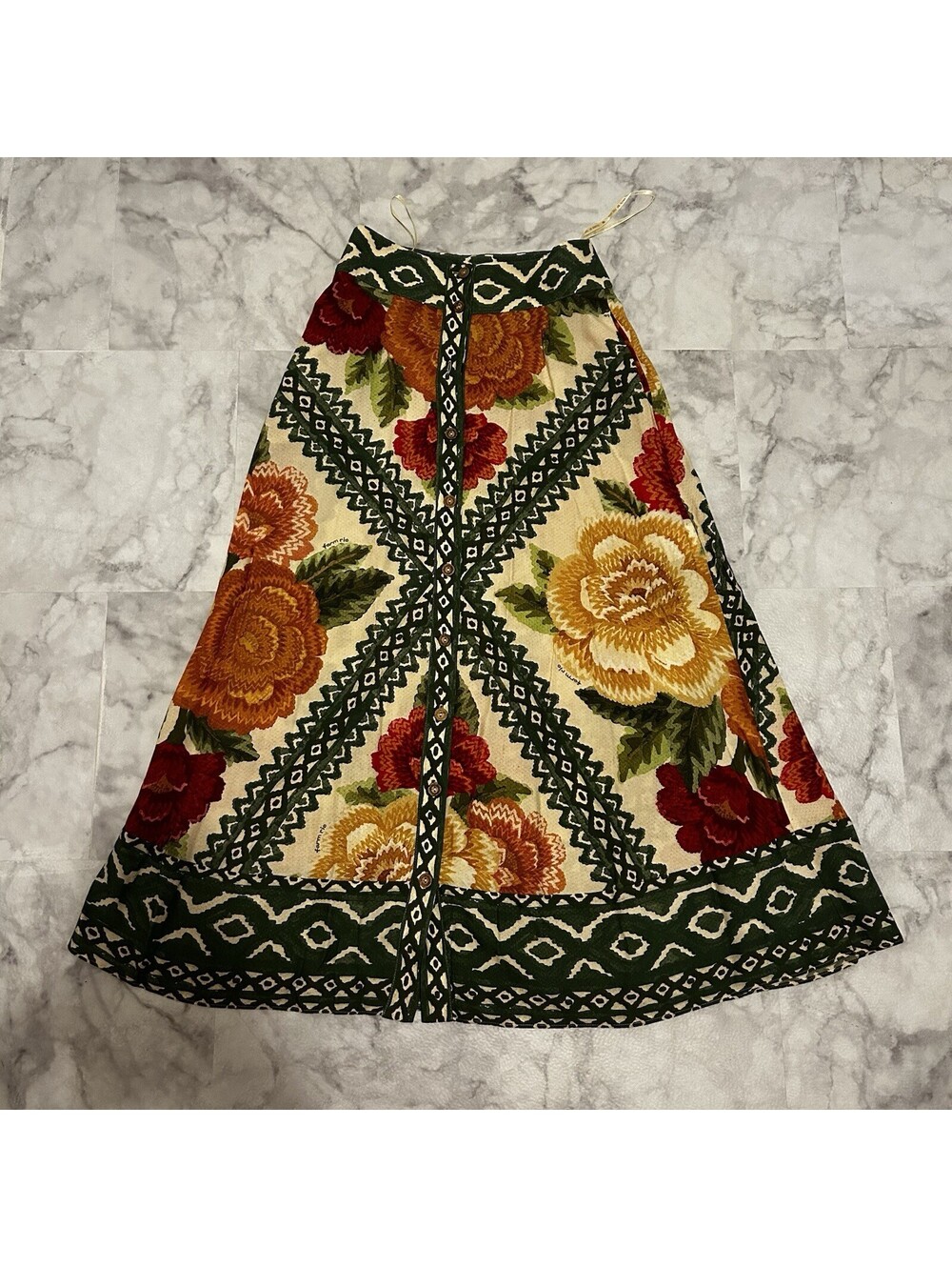 Farm Rio x Anthropologie Skirt Midi Hard To Find XS Summer Floral Roses